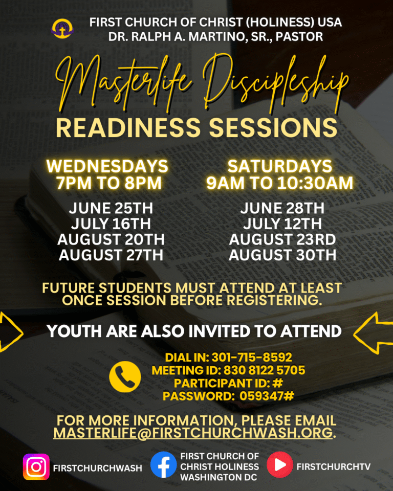 MasterLife Discipleship Training - First Church of Christ (Holiness) U.S.A.